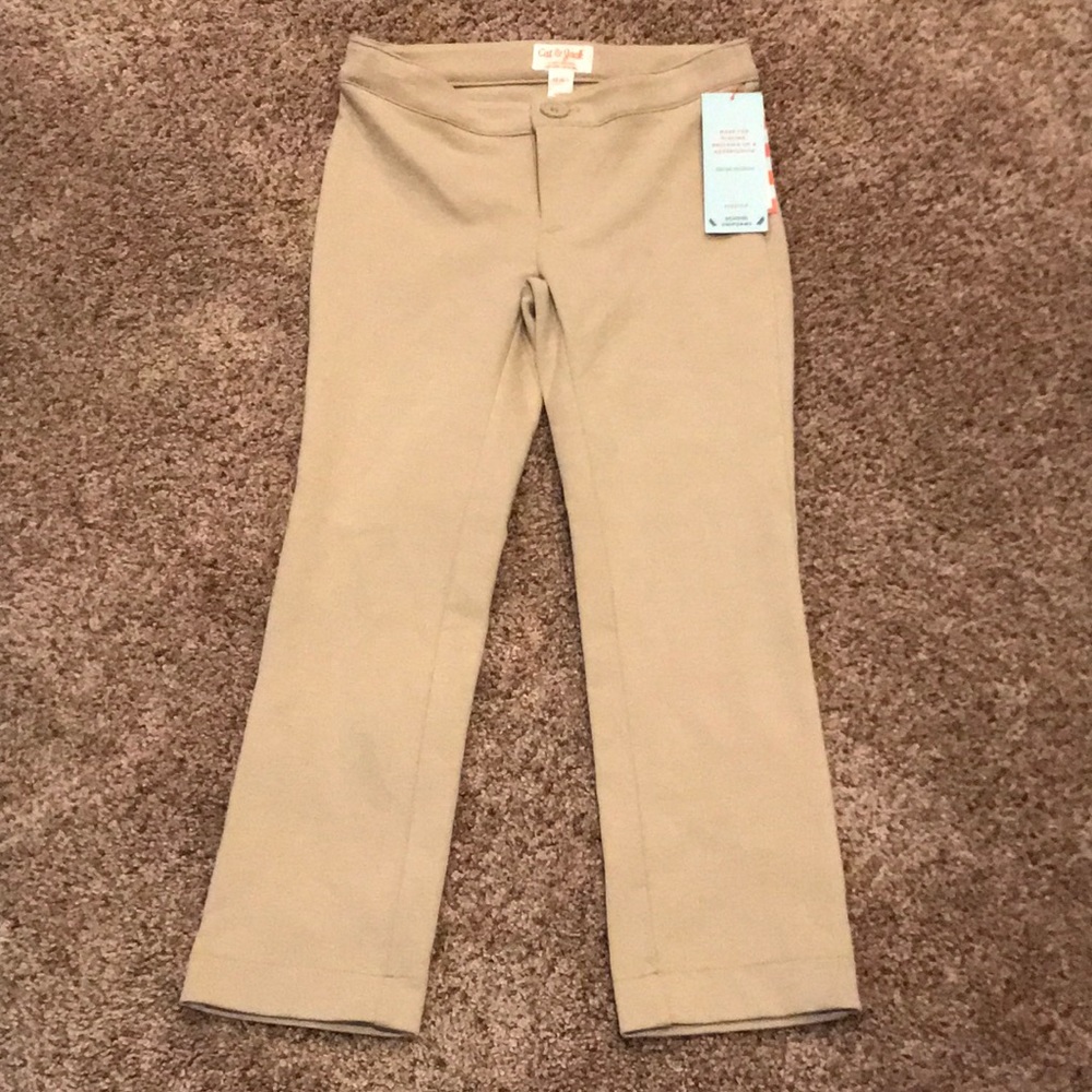 Cat & Jack girls XS 4/5 uniform pants khaki I251